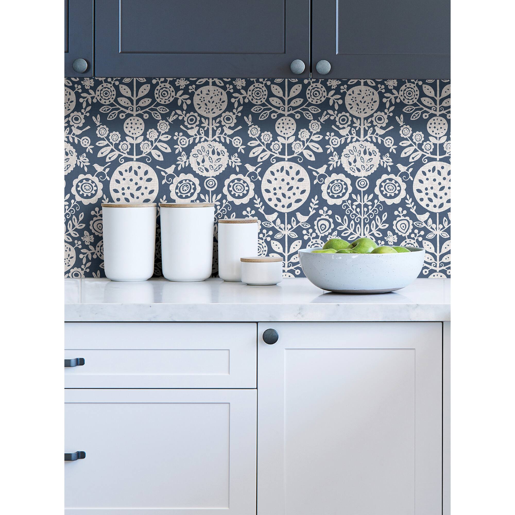 NuWallpaper Navy Anya Peel & Stick Wallpaper